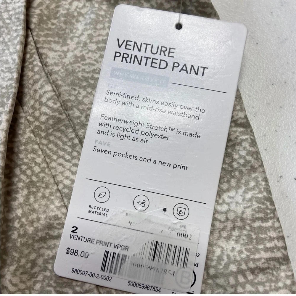 Athleta Venture Printed Pant-Vipor Grey-Size 2-NWT